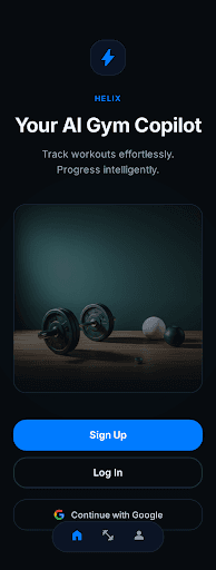 HeliX Landing Screen